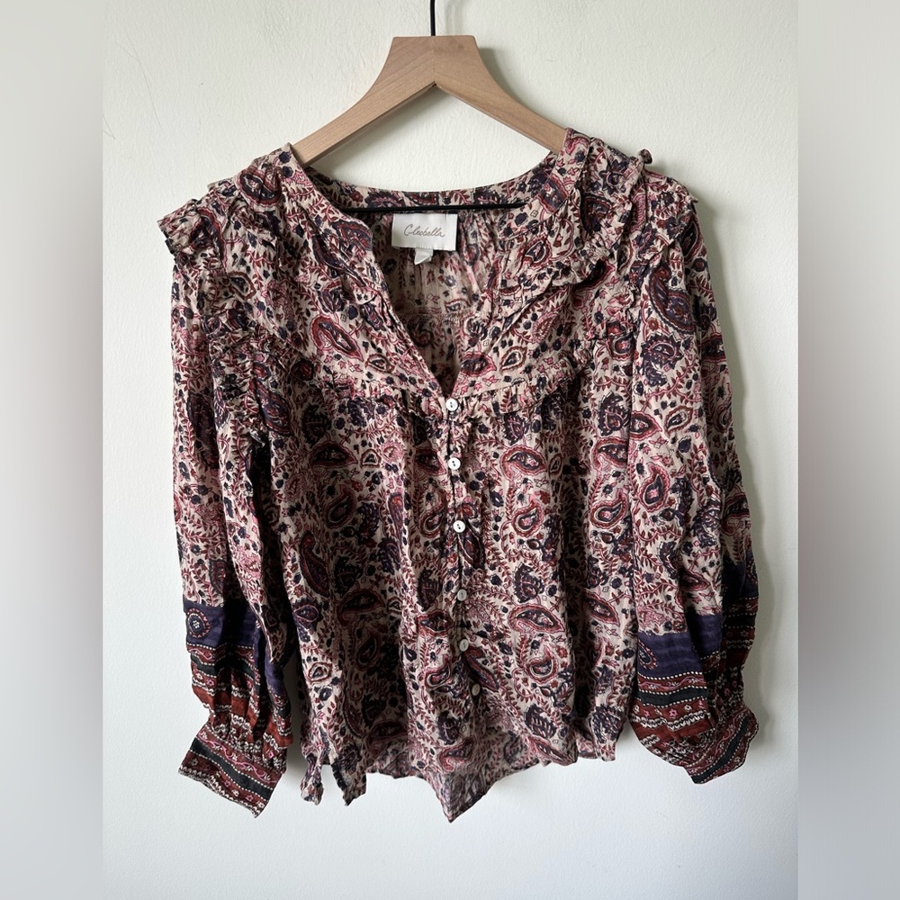 Cleobella Samara Puff Sleeve Button Up Blouse Small - Picture 3 of 6